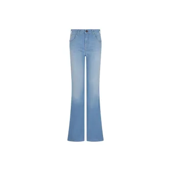 EMPORIO ARMANI J47 Mid high Rise Flared hem Jeans In Stretch Denim