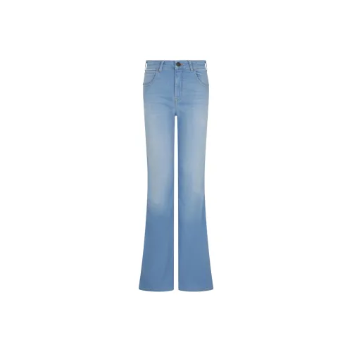 EMPORIO ARMANI J47 Mid high Rise Flared hem Jeans In Stretch Denim