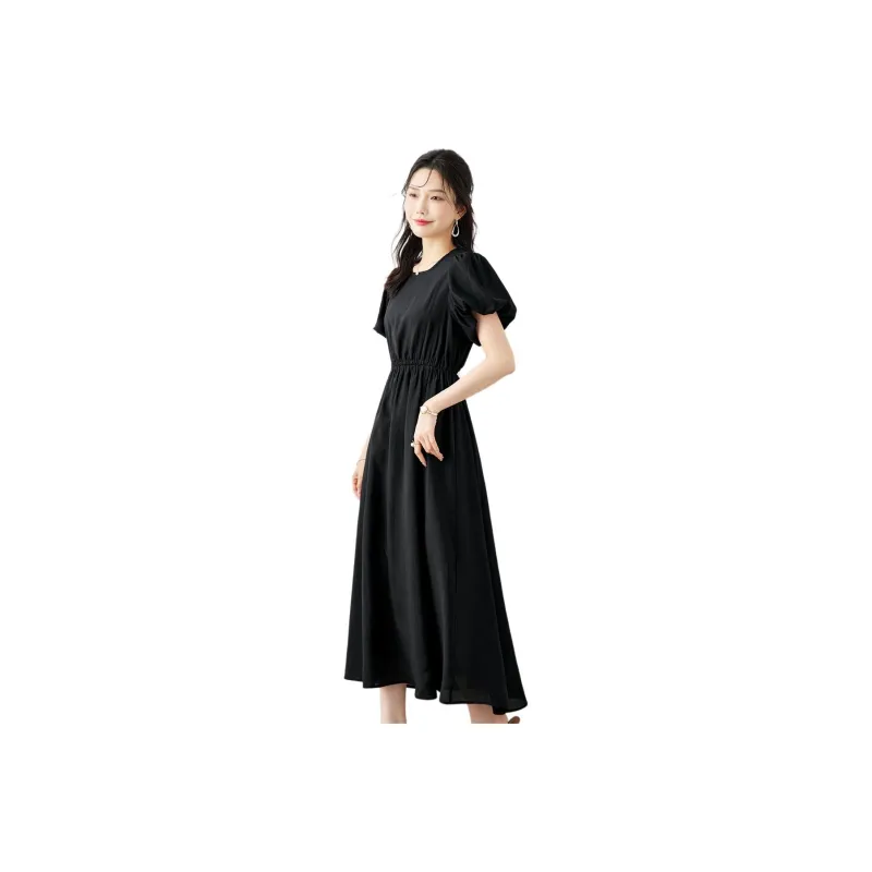 TERRE BLEUE Short Sleeved Dresses Women's Black-0