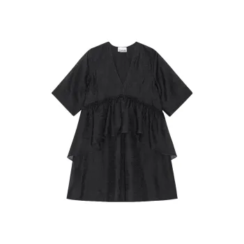 GANNI Crinkled Georgette Minidress