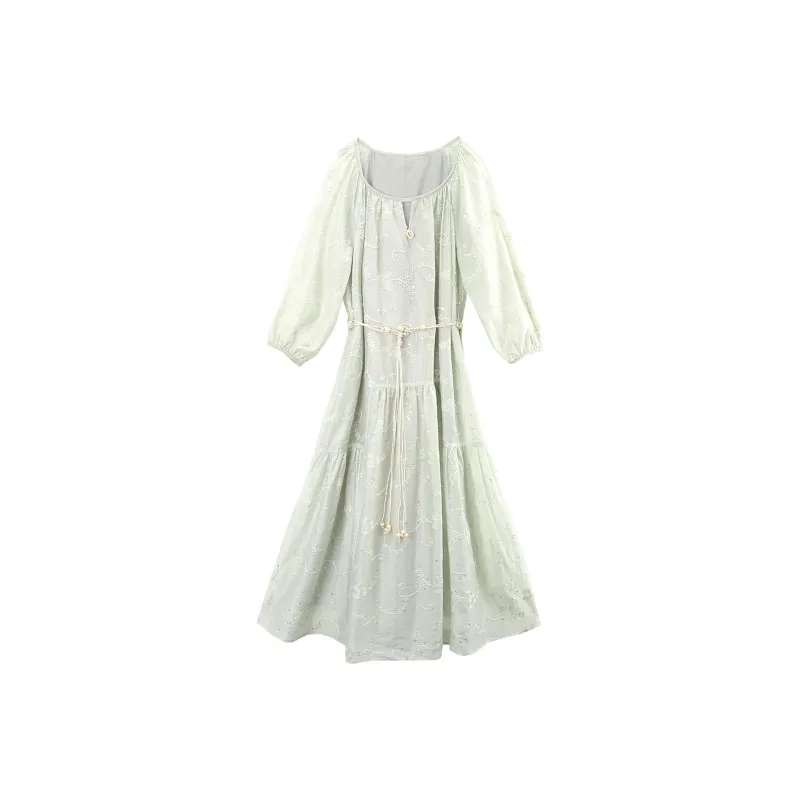 A Paradise For Awakening Short Sleeved Dress Women's Light Green-0