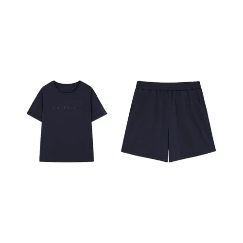 Mo Han Yi Mei Casual Suit Women's Navy Blue