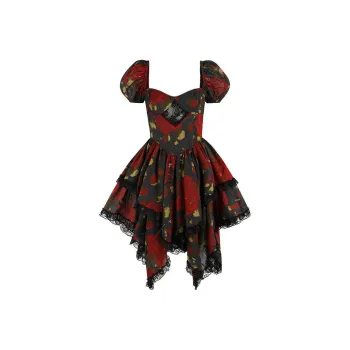 Selkie Collection SS25 Short Sleeved Dresses Women's Red Rose Print Under The Night