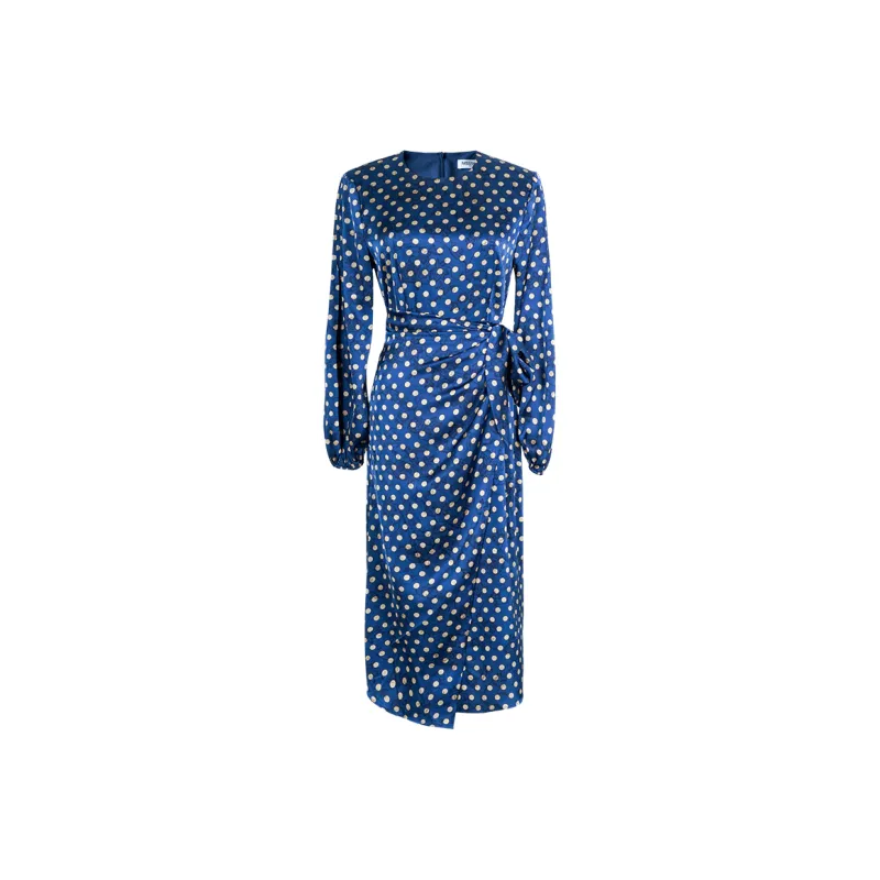 MISSSHINE Long Sleeved Dresses Women's Gray Blue-0