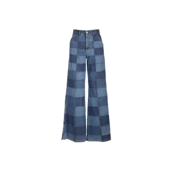 Chloé Patchwork Wide-Leg Jeans