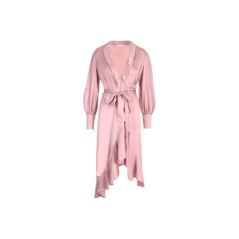 Zimmermann V Neck Asymmetric Hem Midi Dress-0