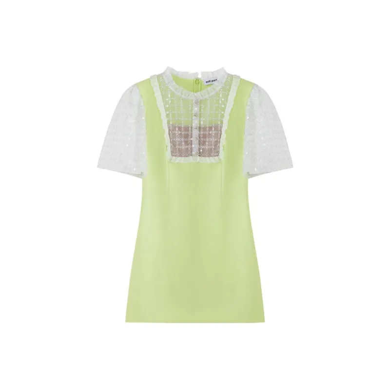 Self portrait Short Sleeved Dresses Women's Fruit Green-0