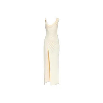VERSACE Medusa Head Logo Plaque Side-Slit Maxi Dress