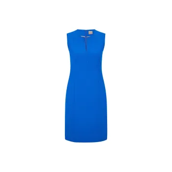 HUGO BOSS Sleeveless Business Dress With Notch Neckline Sleeveless Dress Women's Blue