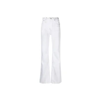 R13 Jane Crackled-Effect High Waist Wide-Leg Jeans