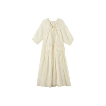 【dme】 Long Sleeved Dress Women's Light Beige Yellow