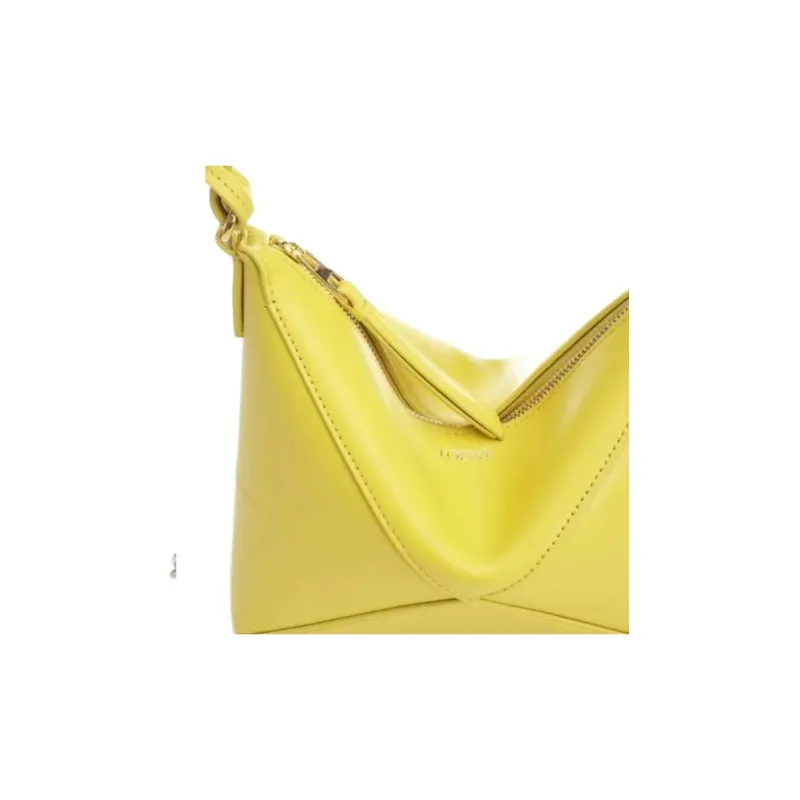 LOEWE Puzzle Fold Cow Leather Shoulder Bag Women's Yellow-3