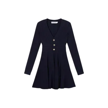 Self portrait Long Sleeved Dresses Women's Navy Blue