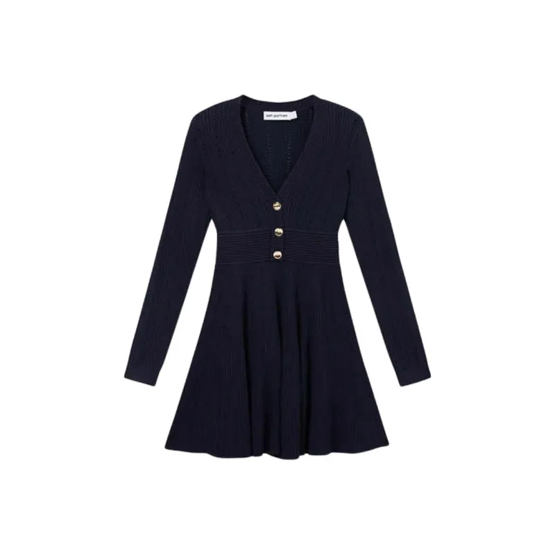 Self portrait Long Sleeved Dresses Women's Navy Blue-0