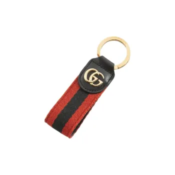 GUCCI Ophidia Canvas With Leather Key Ring Bag Accessories Unisex Red Blue