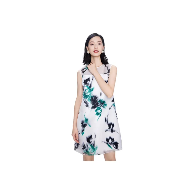 BBLLUUEE Sleeveless Dress Women's White-0