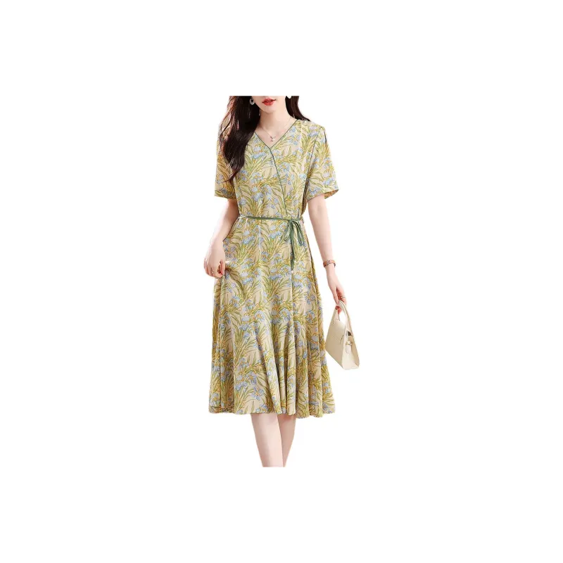 ETSE Short Sleeved Dresses Women's Green-0