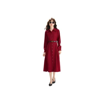 SMEN Long-Sleeved Dresses Women's Red