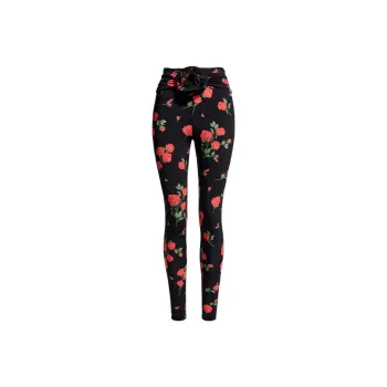 H&M X Magda Butrym Rose Appliqued Leggings Black/Roses