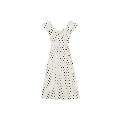 VEGA CHANG Sleeveless Dresses Women's Polka Dot Ecru