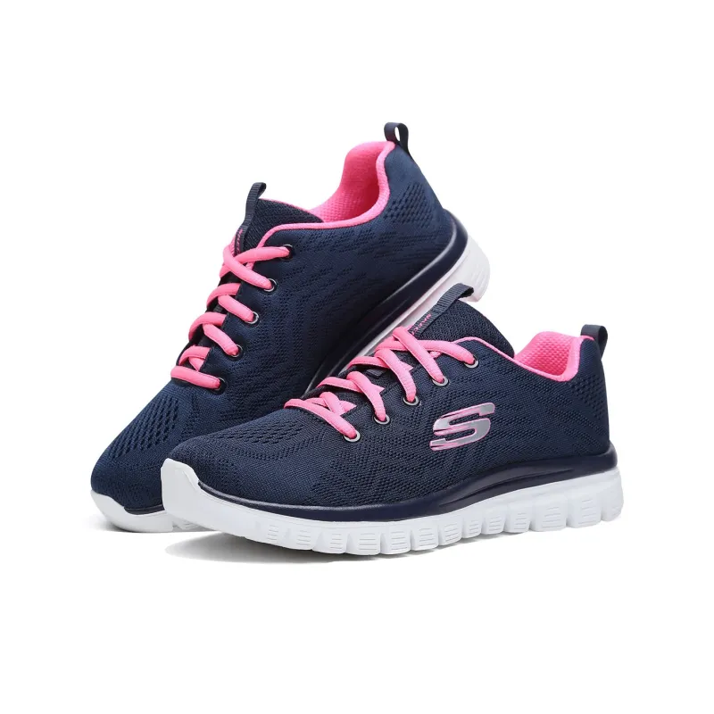 Skechers Graceful Get Connected Blue/White/Pink Women's-2