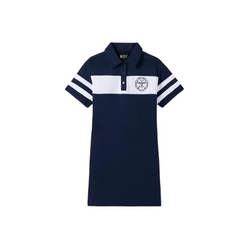 Boy London Short Sleeved Dress Women's Navy Blue/White