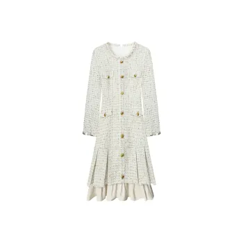 CPAURA Long-Sleeved Dresses Women's White