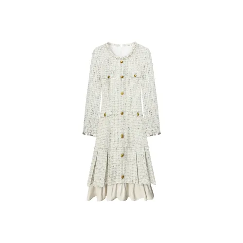 CPAURA Long Sleeved Dresses Women's White