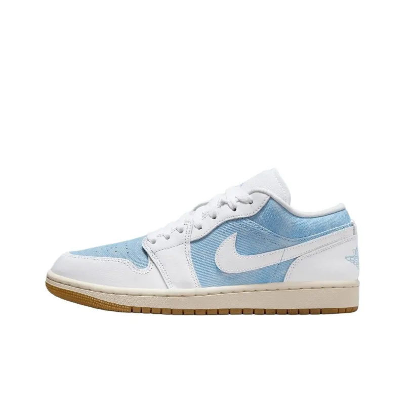 Jordan Air Jordan 1 Anti Slip Wear Resistant Low Top Vintage Basketball Shoes Unisex Blue White-0
