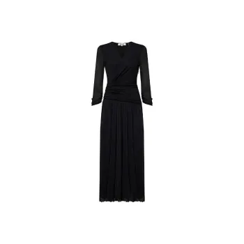 DVF Diane Von Furstenberg V Neck Pleated Dress