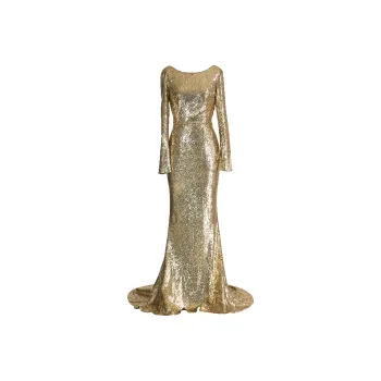 LIZZY Long Sleeved Dress Women's Gold