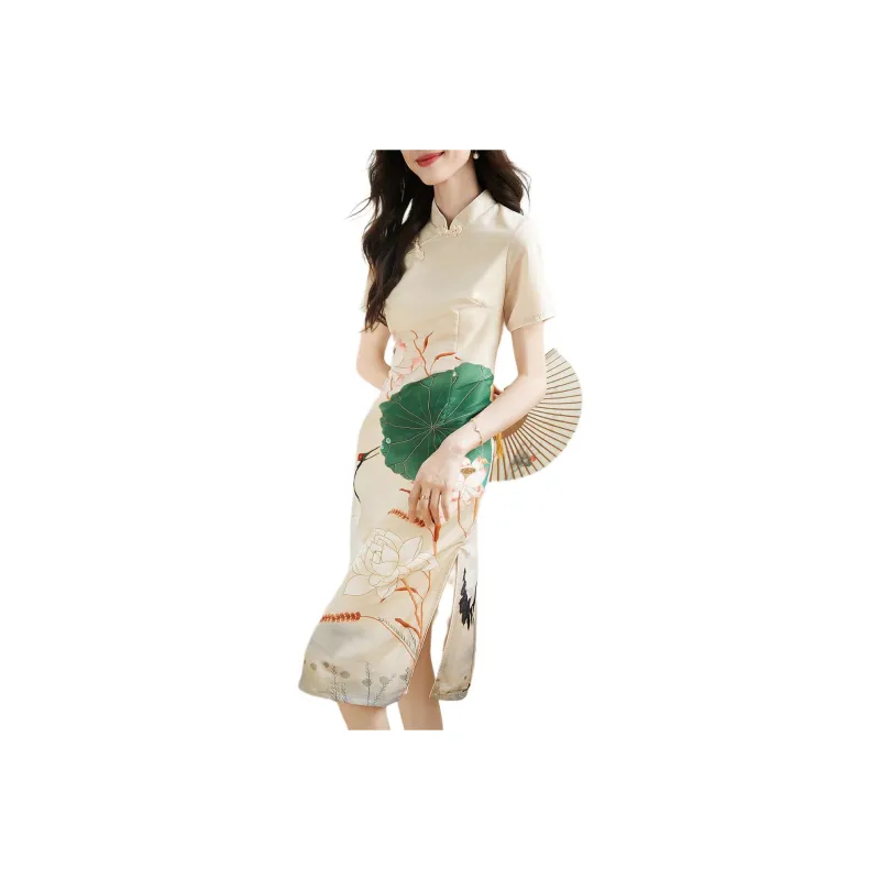 Mo Han Yi Mei Short Sleeved Dress Women's Multicolor-0