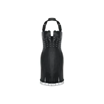 MOSCHINO Biker Details Nappa Leather Dress Sleeveless Dress Women's Black