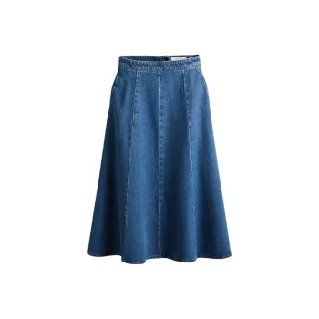 H&M Denim Long Skirts Women's Denim Blue