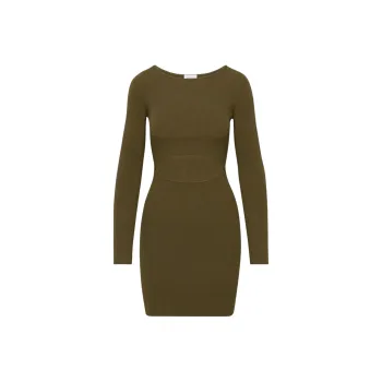 ARITZIA Wilfred Free Cut-Out Knit Longsleeve Mini Dress Long-Sleeved Dresses Women's Rustic Brown/Simple Brown
