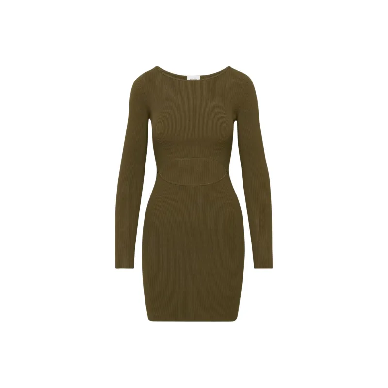 ARITZIA Wilfred Free Cut-Out Knit Longsleeve Mini Dress Long-Sleeved Dresses Women's Rustic Brown/Simple Brown-0