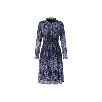 JZ Juzui Long Sleeved Dresses Women's Floral Dark Blue
