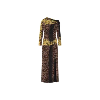 VERSACE Barocco-print Smocked Gown