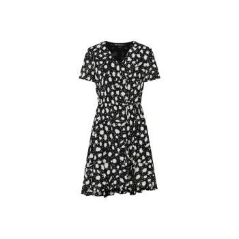 MO&CO Short-Sleeved Dresses Women's Black With White Multicolor