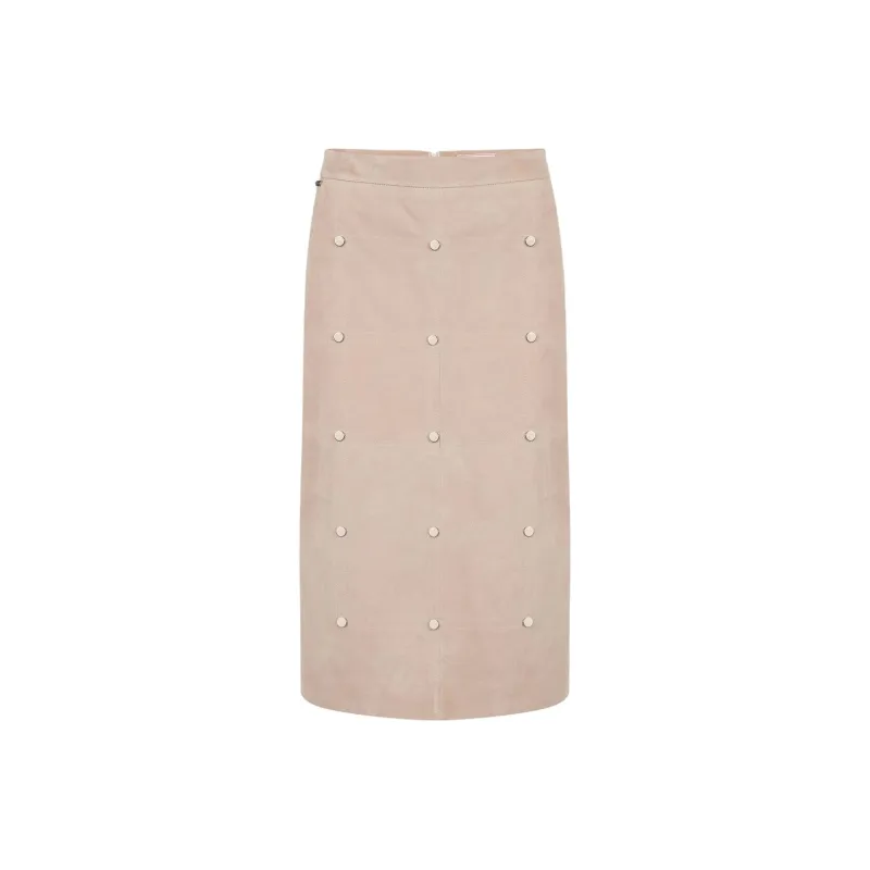 Iceberg Leather Long Skirt Women's Dark Khaki-0