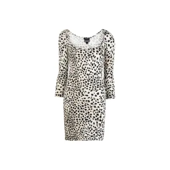 Just Cavalli Leopard Printed Scoop Neck Mini Dress