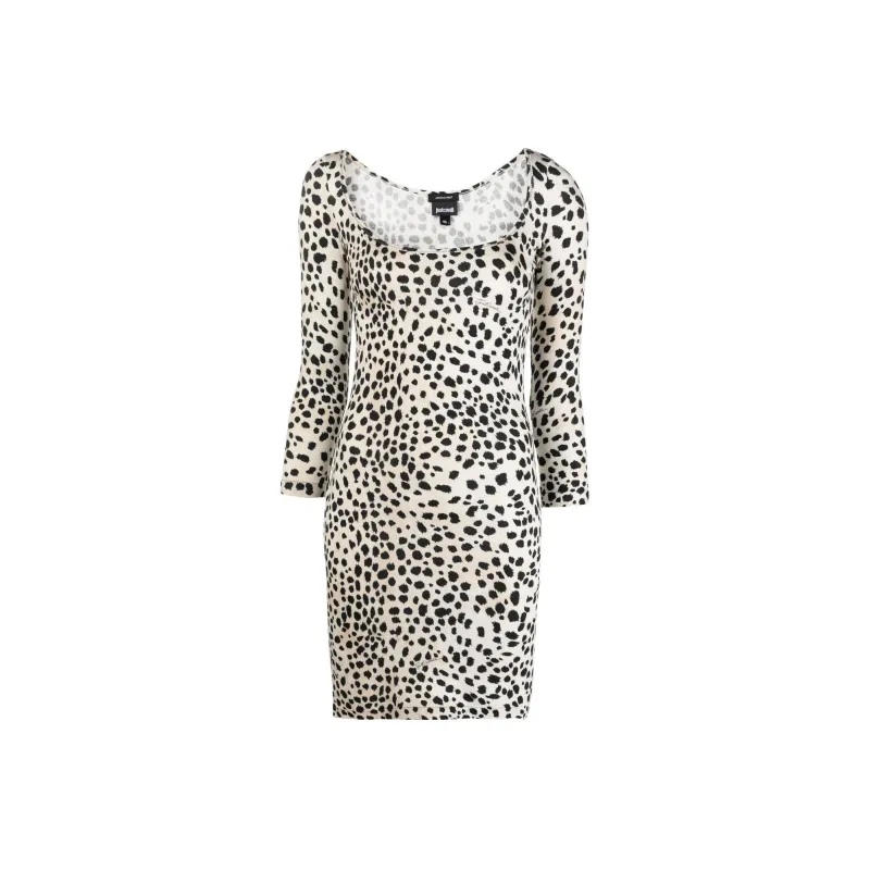 Just Cavalli Leopard Printed Scoop Neck Mini Dress-0