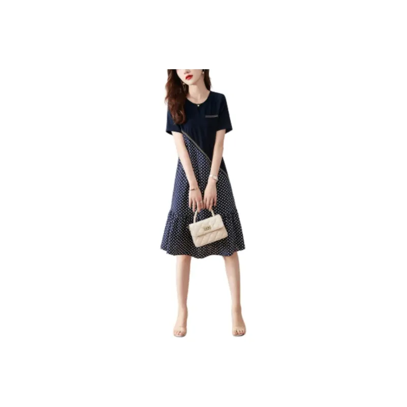 XWI Short Sleeved Dress Women's Navy Blue-0