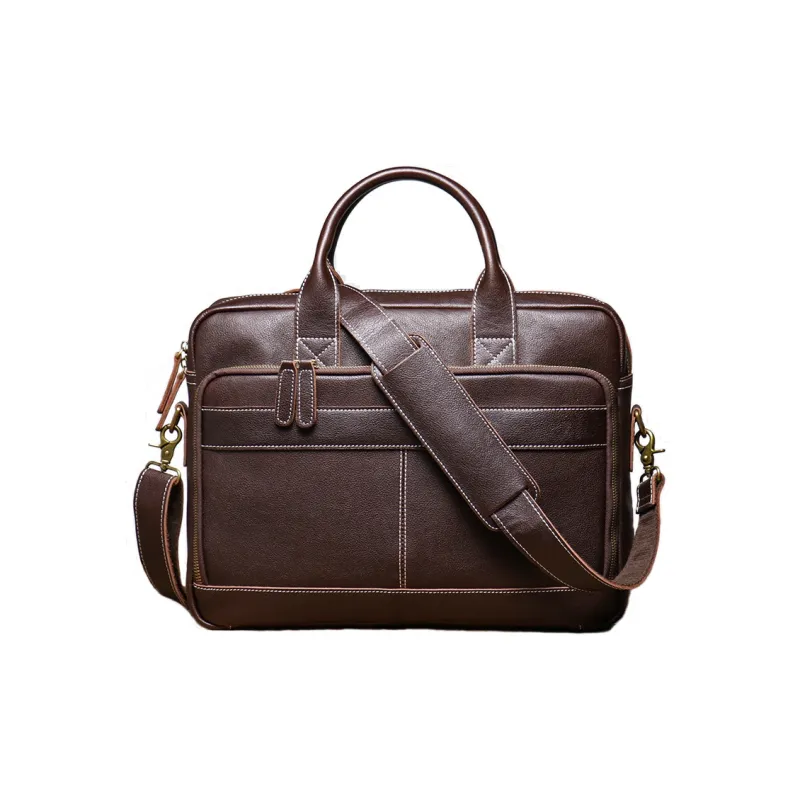 DOSRFINI Top Grain Cow Leather Briefcase Men's Multicolor-5