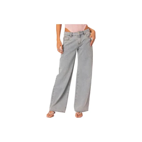 Edikted Bow Pocket Relaxed Jeans Women's Light Blue