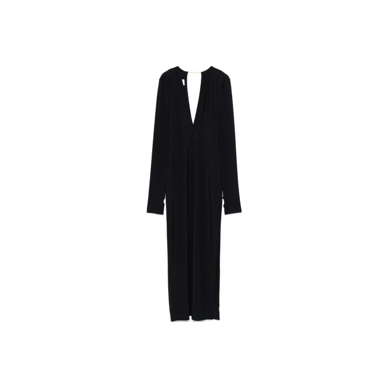 MM6 Maison Margiela V Neck Long Sleeved Dress-0
