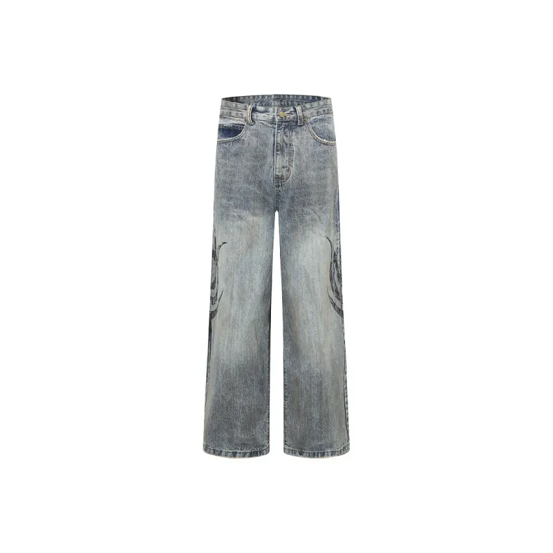 Flowers In Water Jeans Unisex Blue-0