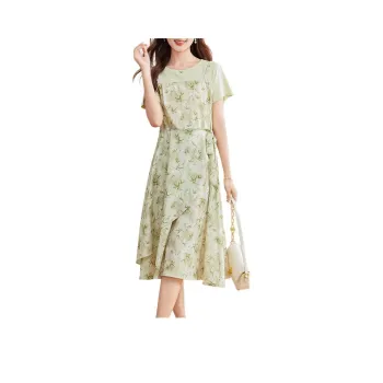 PIERRE CARDIN Short Sleeved Dress Women's Bamboo Leaf Green