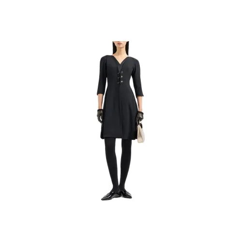 EMPORIO ARMANI x MOON Long-Sleeved Dresses Women's Black