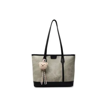 Miss Angel PU Tote Bag, Shoulder Bag Women's Greige/Ecru/Black/Pink